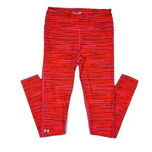 Under Armour Heat Gear Compression Pant Size Small Red Pink Striped Leggings